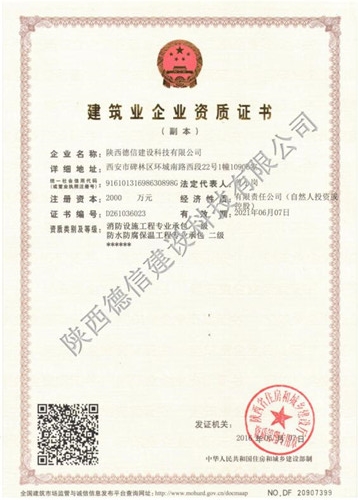 消防一级资质副本 